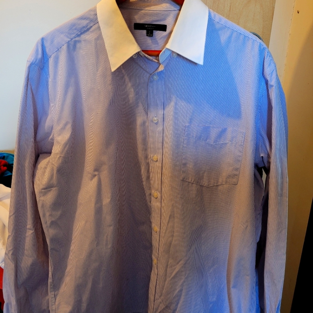 G2000 Men's Contrasting Collar Contemporary fit dress shirt Size 17